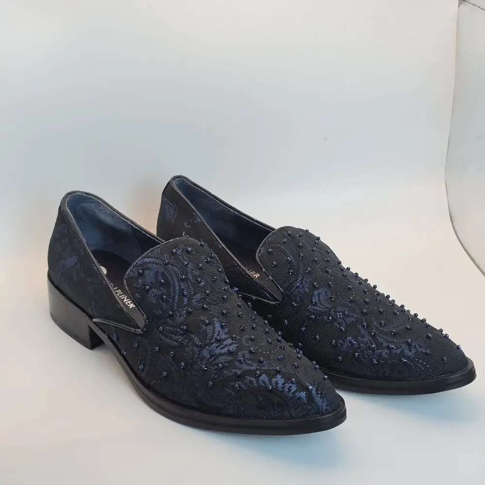 Donald J Pliner Women's Loafers Size 7 Black Blue Beaded Slip On New w/ Defects